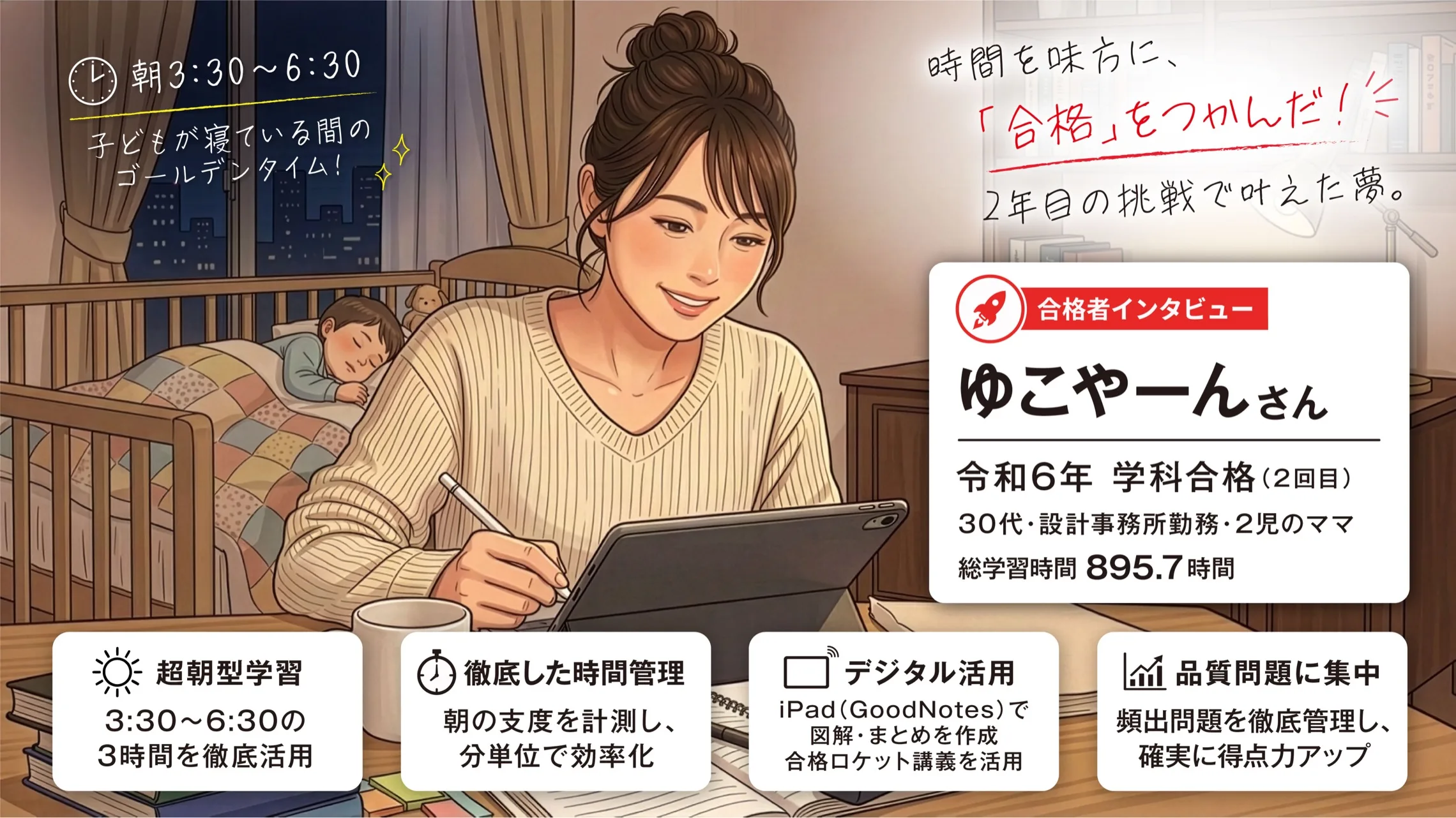 合格者インタビュー ゆこやーんさん 令和6年 学科合格（2回目） 総学習時間895.7時間