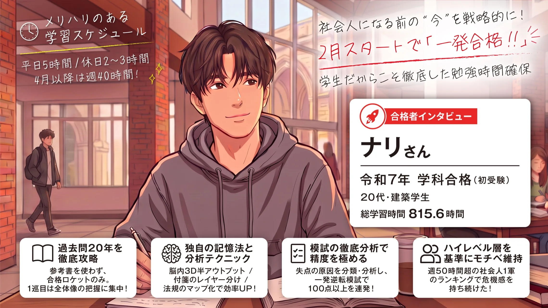 合格者インタビュー ナリさん 令和7年 学科合格（初受験） 総学習時間815.6時間